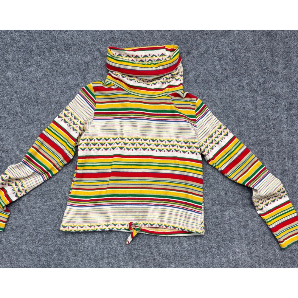 Vintage Sears Young Teen Striped Turtleneck Top Kids Large 14 Red Yellow Green‎